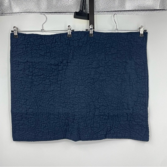 Pottery Barn Belgian Flax Linen Floral Stitch standard Sham Blue - Picture 1 of 5